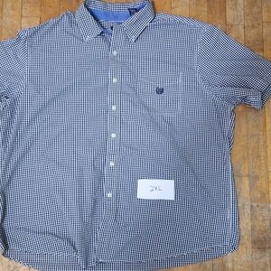 Chaps Blue Dress Shirt Classic Checkered Design